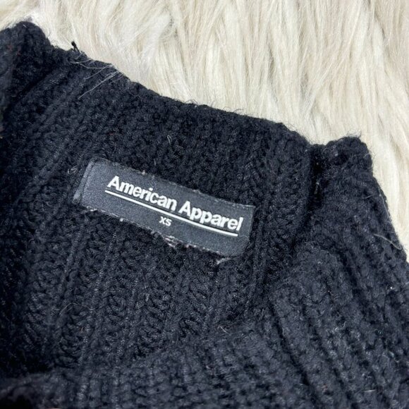 American Apparel Mock Neck Cropped Pullover Fisherman Sweater - Picture 3 of 6